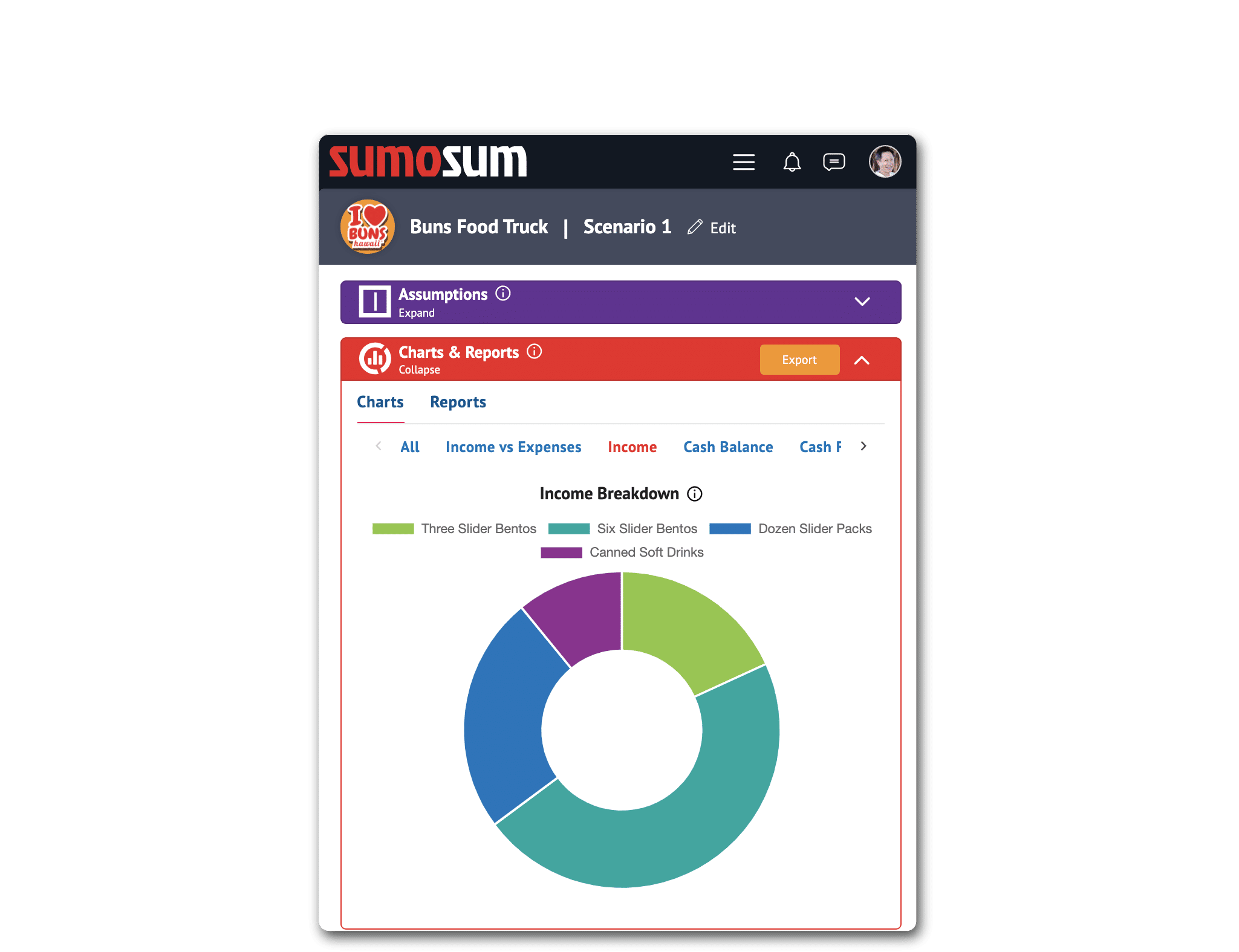 SumoSum Financial Forecasting Charts